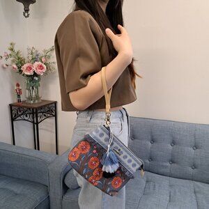 Spartina 449 Floral Embroidered Maci Wristlet, Boho Chic Women's Purse, Clutch